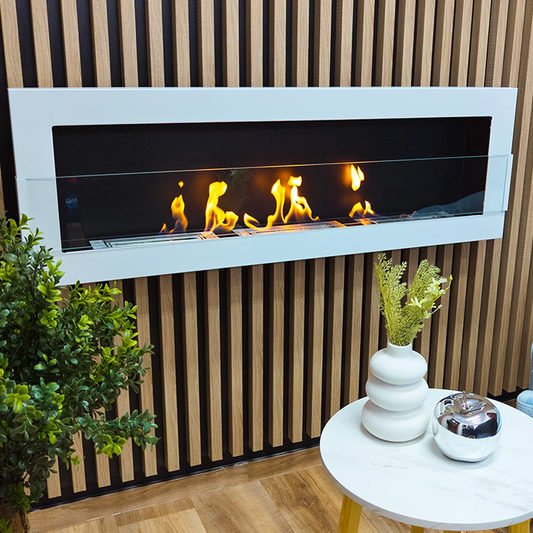 NOVAFLAME - WALL-MOUNT BIO-FIREPLACE 1200X400 WITH GLASS - GLOSS WHITE