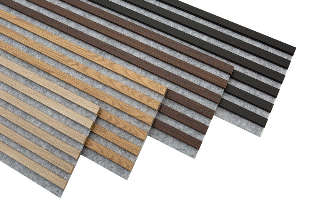 Marbet Design Woodline - 4 units x Light Oak Lamella Panel on Grey Felt - 2700 x 300 mm