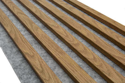 Marbet Design Woodline - 4 units x Light Oak Lamella Panel on Grey Felt - 2700 x 300 mm