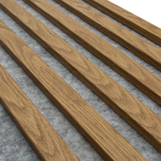 Marbet Design Woodline - 4 units x Light Oak Lamella Panel on Grey Felt - 2700 x 300 mm