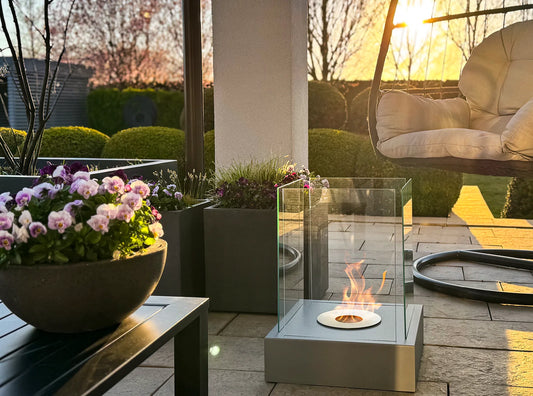 NOVAFLAME FREESTANDING SUNSET GARDEN BIO-FIREPLACE GREY