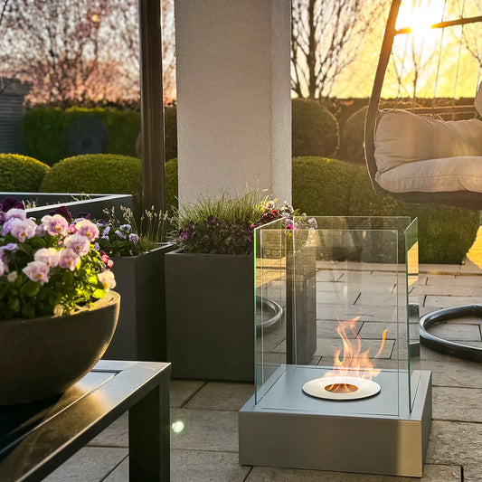 NOVAFLAME FREESTANDING SUNSET GARDEN BIO-FIREPLACE GREY