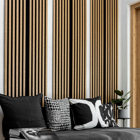 Marbet Design Woodline - 4 units x Light Oak Lamella Panel on Black Felt - 2700 x 300 mm