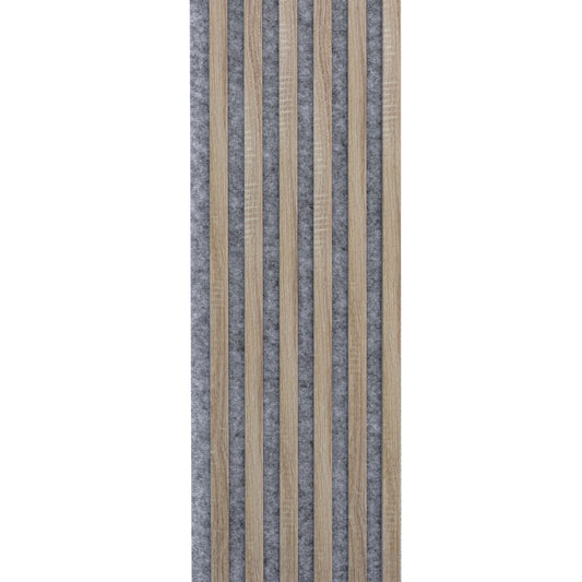 Marbet Design Woodline - Samona Oak Lamella Panel on Grey Felt - 2700 x 300 mm