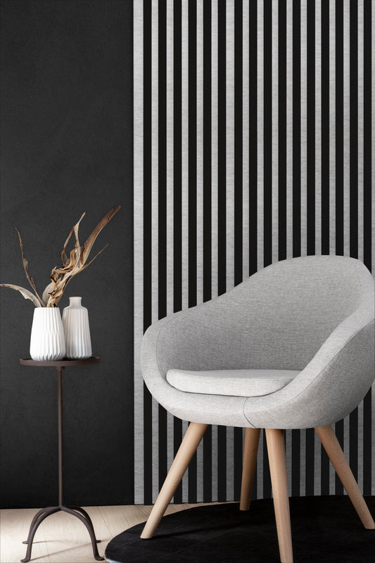 Marbet Design Woodline - 4 units x Black Lamella Panel on Grey Felt - 2700 x 300 mm