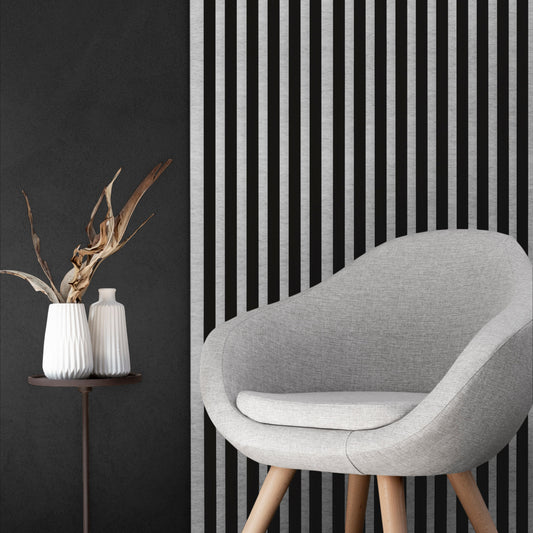 Marbet Design Woodline - 4 units x Black Lamella Panel on Grey Felt - 2700 x 300 mm
