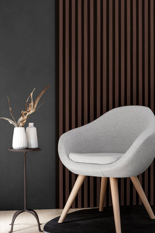 Marbet Design Woodline - 4 units x Dark Oak Lamella Panel on Black Felt - 2700 x 300 mm