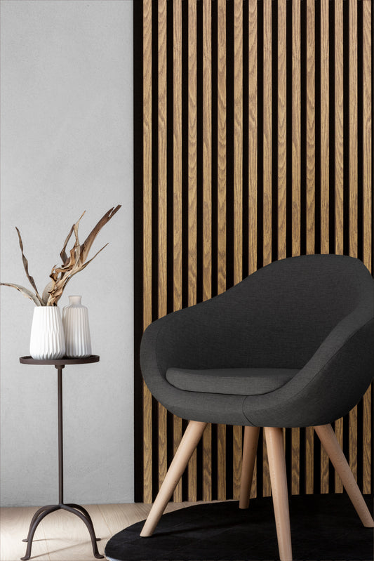 Marbet Design Woodline - 4 units x Light Oak Lamella Panel on Black Felt - 2500 x 300 mm