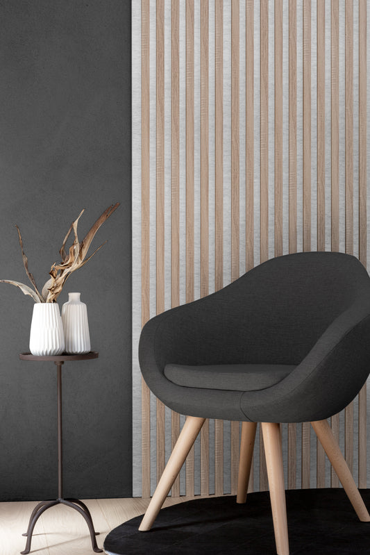 Marbet Design Woodline - 4 units x Sonoma Oak Lamella Panel on Grey Felt - 2700 x 300 mm