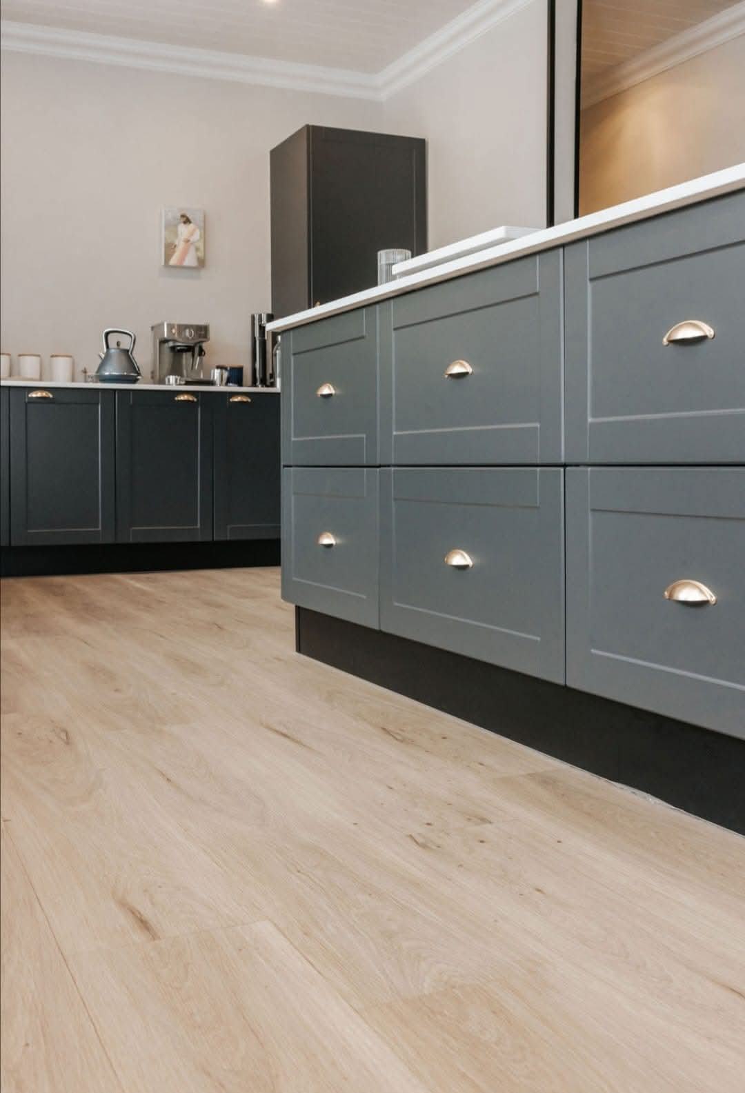 Aurora II Celeste Glue Down Vinyl Flooring room setting