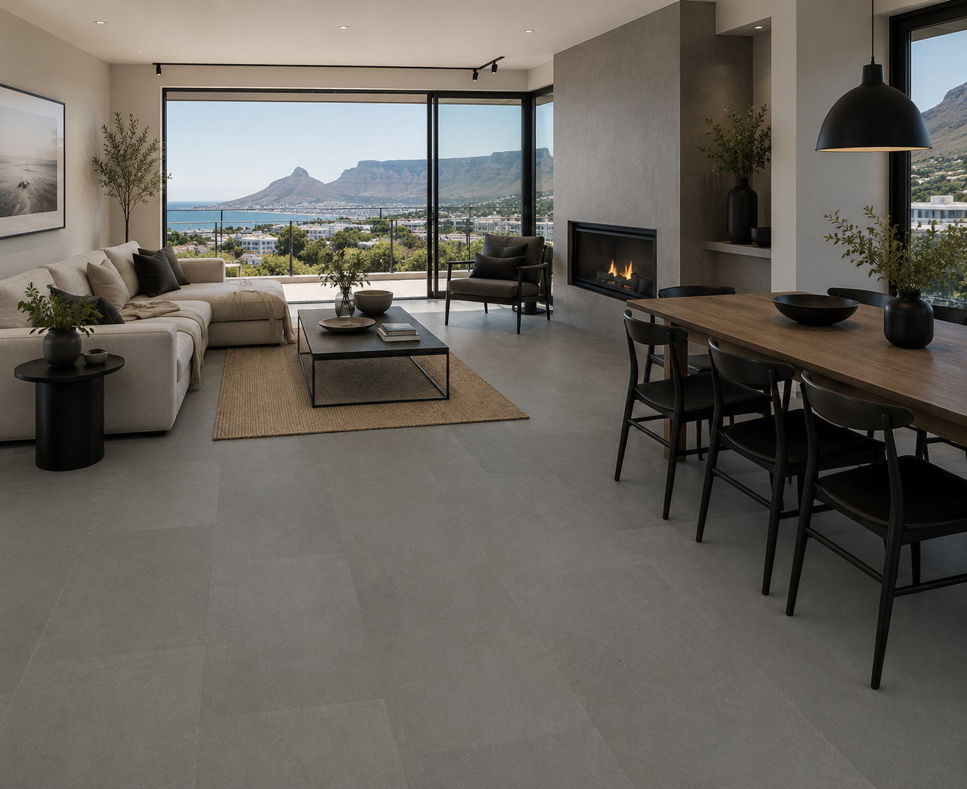 FINCrete Smoke Glue Down Vinyl Flooring room setting