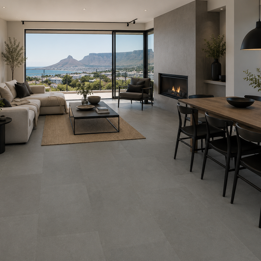 FINCrete Smoke Glue Down Vinyl Flooring room setting