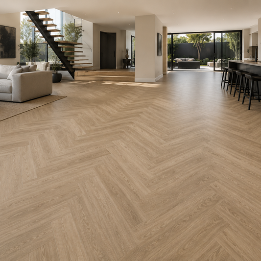 Selene Herringbone Glue Down Vinyl Flooring room setting