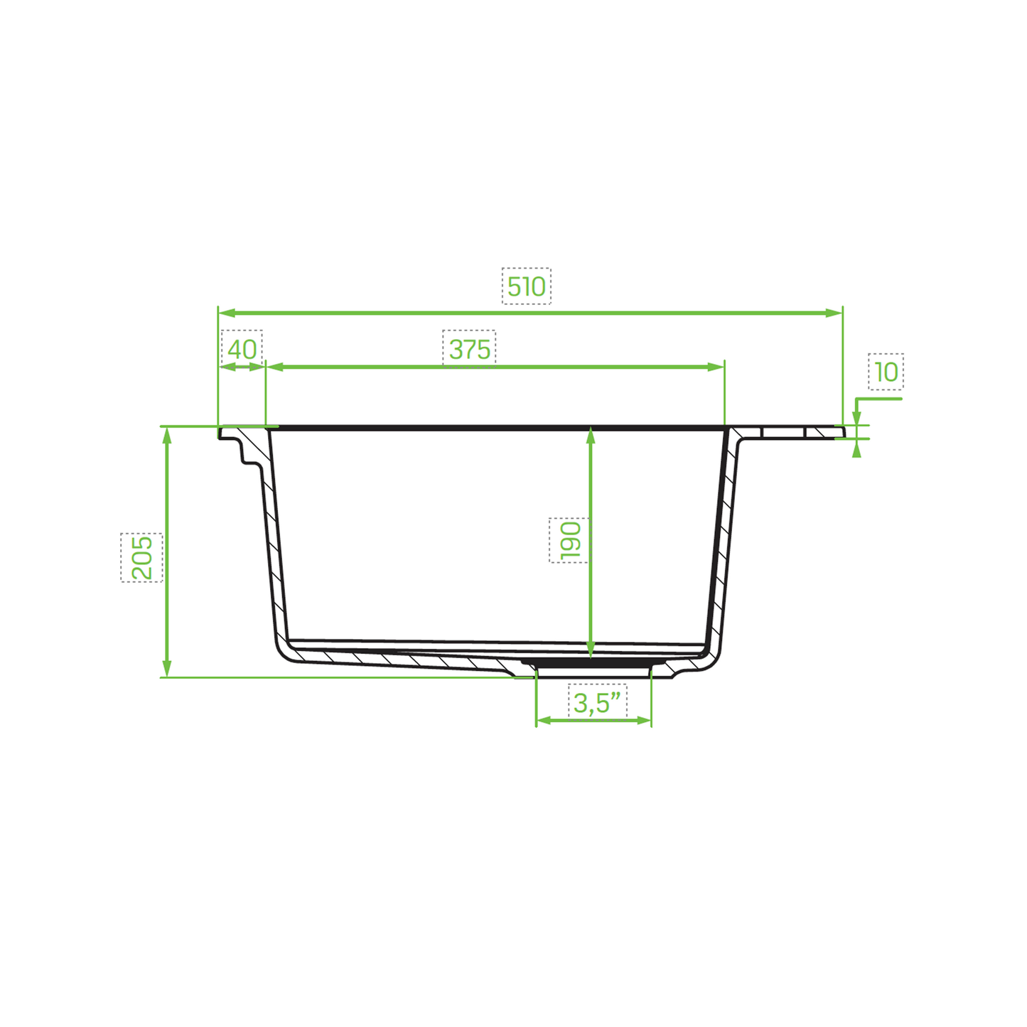 Laveo Dafne Granite Sink 1 Bowl - Grey
