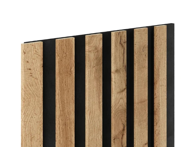 Marbet Design Woodline slim lamella panel in black and Wotan oak