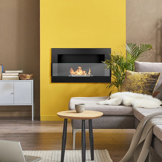NOVAFLAME - HANGING BIO-FIREPLACE 650X400 WITH GLASS - MATTE BLACK