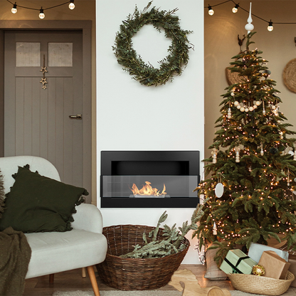 NOVAFLAME - HANGING BIO-FIREPLACE 650X400 WITH GLASS - MATTE BLACK