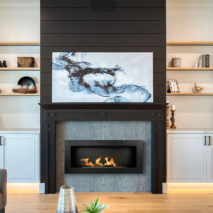 NOVAFLAME - WALL-MOUNTED BIO-FIREPLACE  900X400 - MATTE BLACK