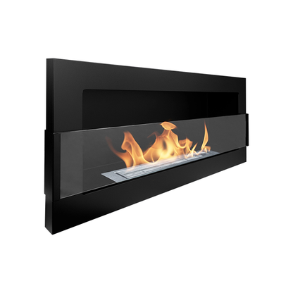 NOVAFLAME - WALL-MOUNTED BIO-FIREPLACE  900X400 WITH GLASS - MATTE BLACK