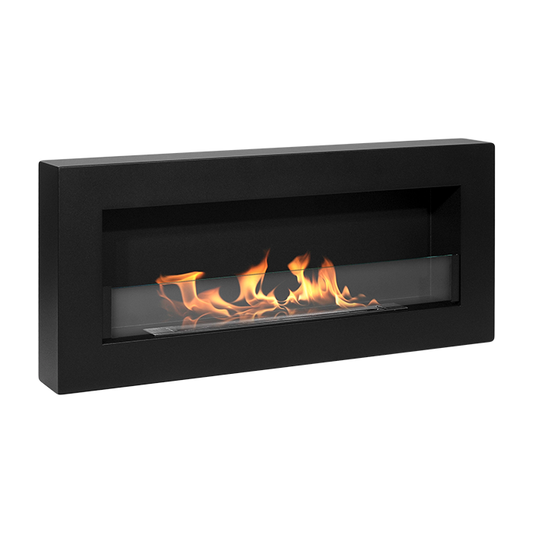 NOVAFLAME - WALL-MOUNTED BIO-FIREPLACE  900X400 WITH GLASS - BOX MATTE BLACK