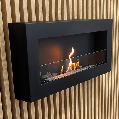 NOVAFLAME - WALL-MOUNTED BIO-FIREPLACE  900X400 WITH GLASS - BOX MATTE BLACK