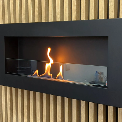 NOVAFLAME - WALL-MOUNTED BIO-FIREPLACE  900X400 WITH GLASS - BOX MATTE BLACK