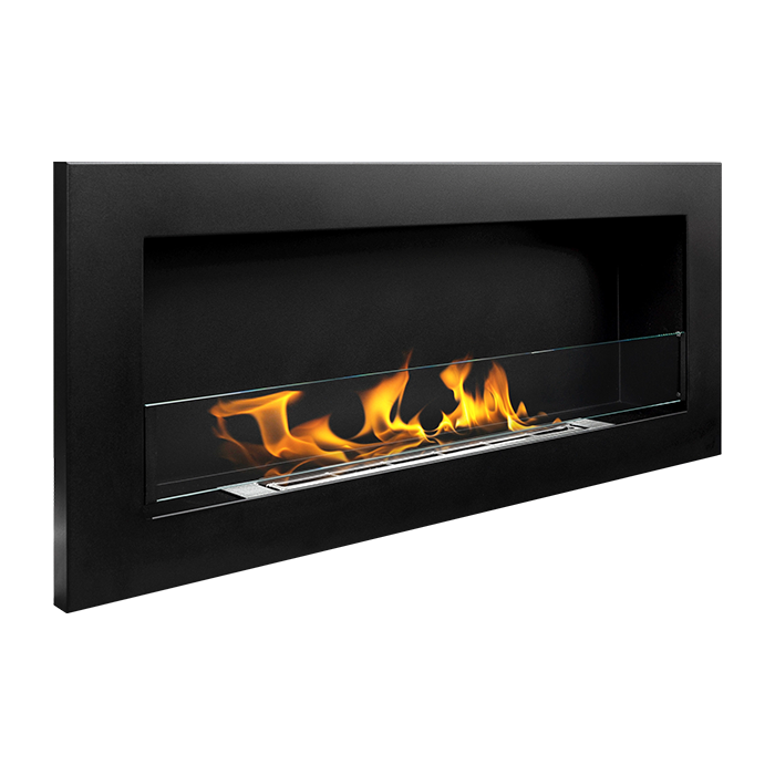 NOVAFLAME - SLIM WALL-MOUNTED BIO-FIREPLACE  900X400 WITH GLASS - BOX MATTE BLACK