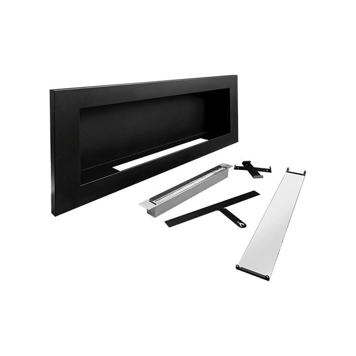NOVAFLAME - SLIM WALL-MOUNTED BIO-FIREPLACE  900X400 WITH GLASS - BOX MATTE BLACK