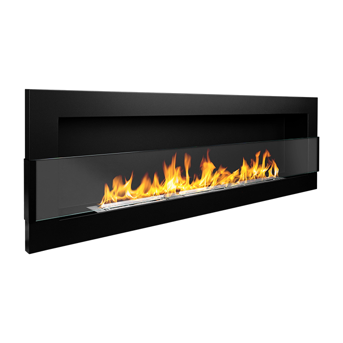 NOVAFLAME - WALL-MOUNTED BIO-FIREPLACE  1200X400 WITH GLASS - MATTE BLACK
