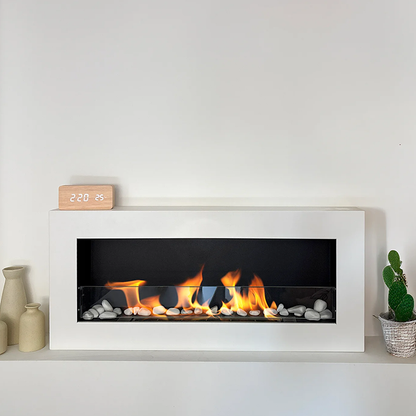NOVAFLAME - WALL-MOUNT BIO-FIREPLACE  900X400 WITH GLASS - BOX GLOSS WHITE