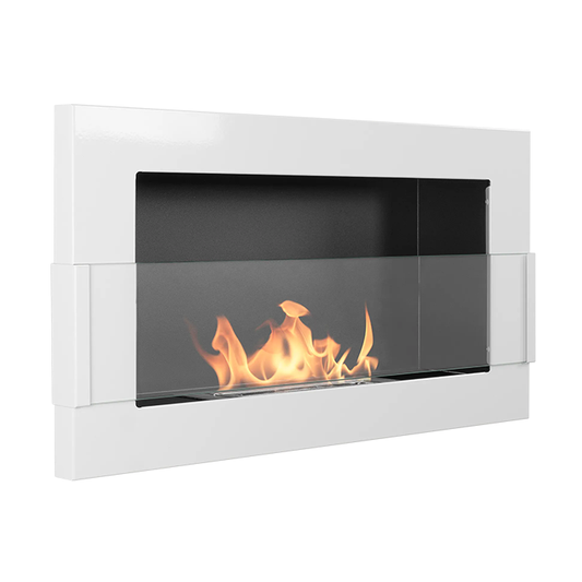 NOVAFLAME - WALL-MOUNTED BIO-FIREPLACE 650X400 WITH GLASS - WHITE GLOSS
