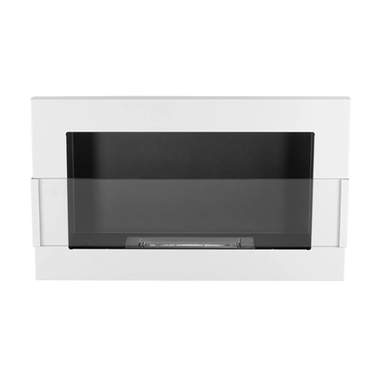 NOVAFLAME - WALL-MOUNTED BIO-FIREPLACE 650X400 WITH GLASS - WHITE GLOSS