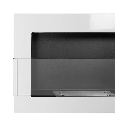 NOVAFLAME - WALL-MOUNTED BIO-FIREPLACE 650X400 WITH GLASS - WHITE GLOSS