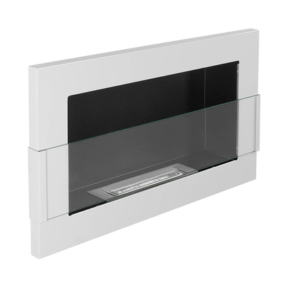 NOVAFLAME - WALL-MOUNTED BIO-FIREPLACE 650X400 WITH GLASS - WHITE GLOSS