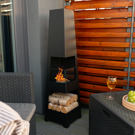 NOVAFLAME - FREESTANDING BIO-FIREPLACE PYRAMID - MATTE BLACK