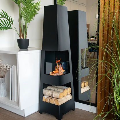 NOVAFLAME - FREESTANDING BIO-FIREPLACE PYRAMID - MATTE BLACK – CBS