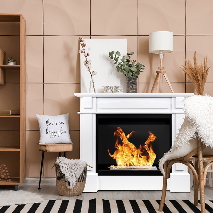 NOVAFLAME - FREESTANDING COLOSSEUM VERONA BIO-FIREPLACE - WHITE