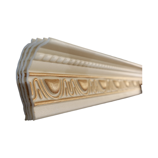 T18 Beige & Gold 2m Cornice - Pack of 4 pieces
