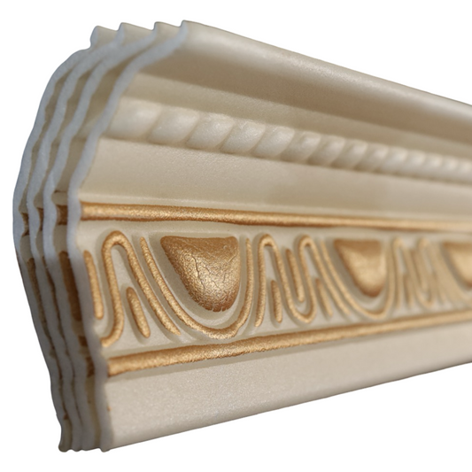 T18 Beige & Gold 2m Cornice - Pack of 4 pieces