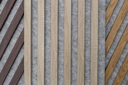 Marbet Design Woodline - 4 units x Sonoma Oak Lamella Panel on Grey Felt - 2700 x 300 mm