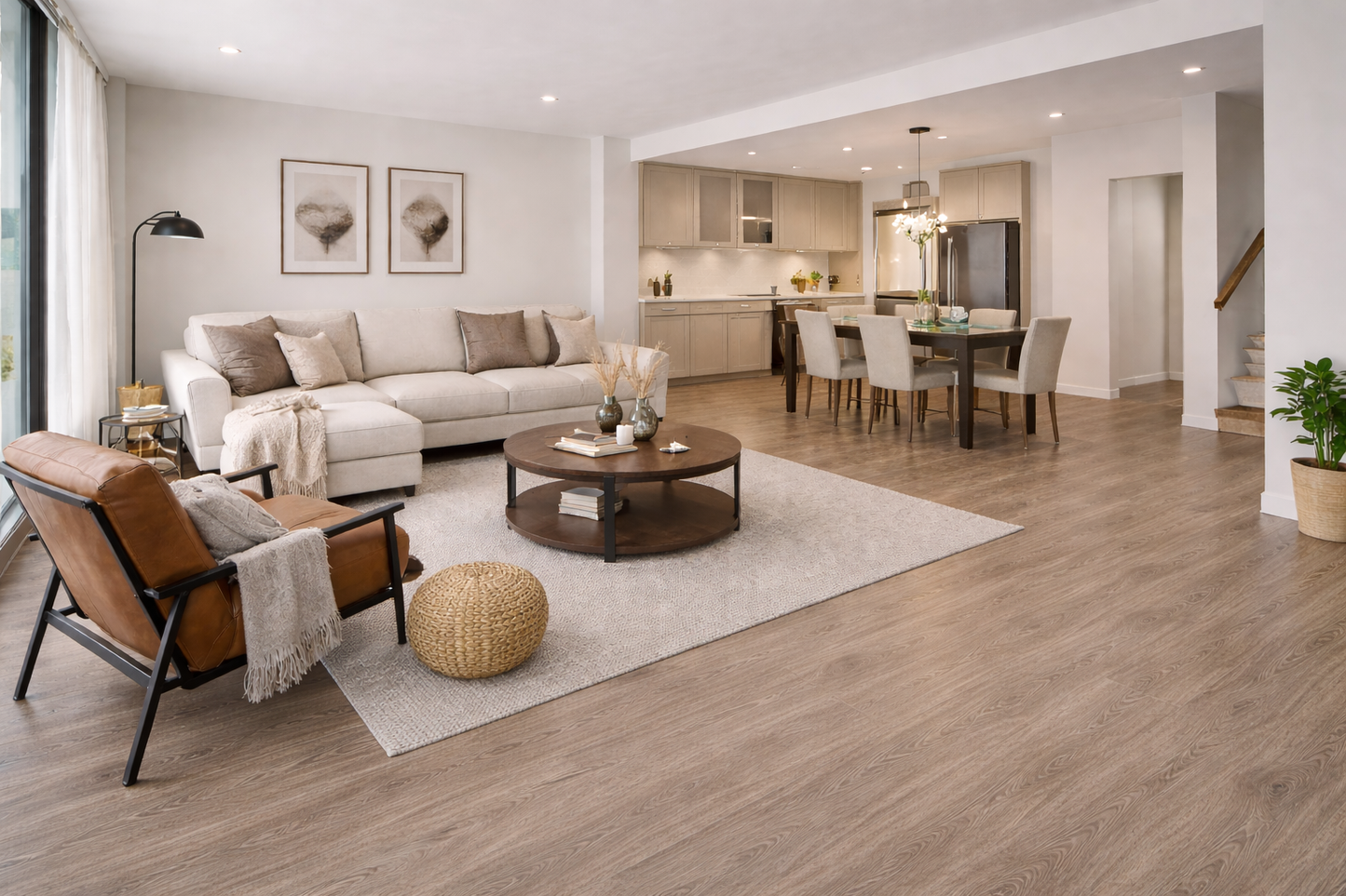 Model 3089 Light Brown LVT Flooring 152.4 × 914.4 × 1.6mm