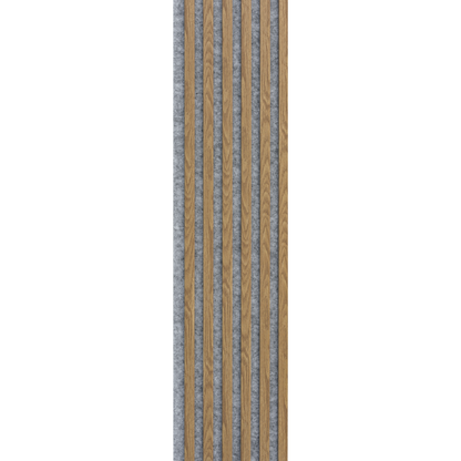 Marbet Design Woodline - 4 units x Light Oak Lamella Panel on Grey Felt - 2700 x 300 mm