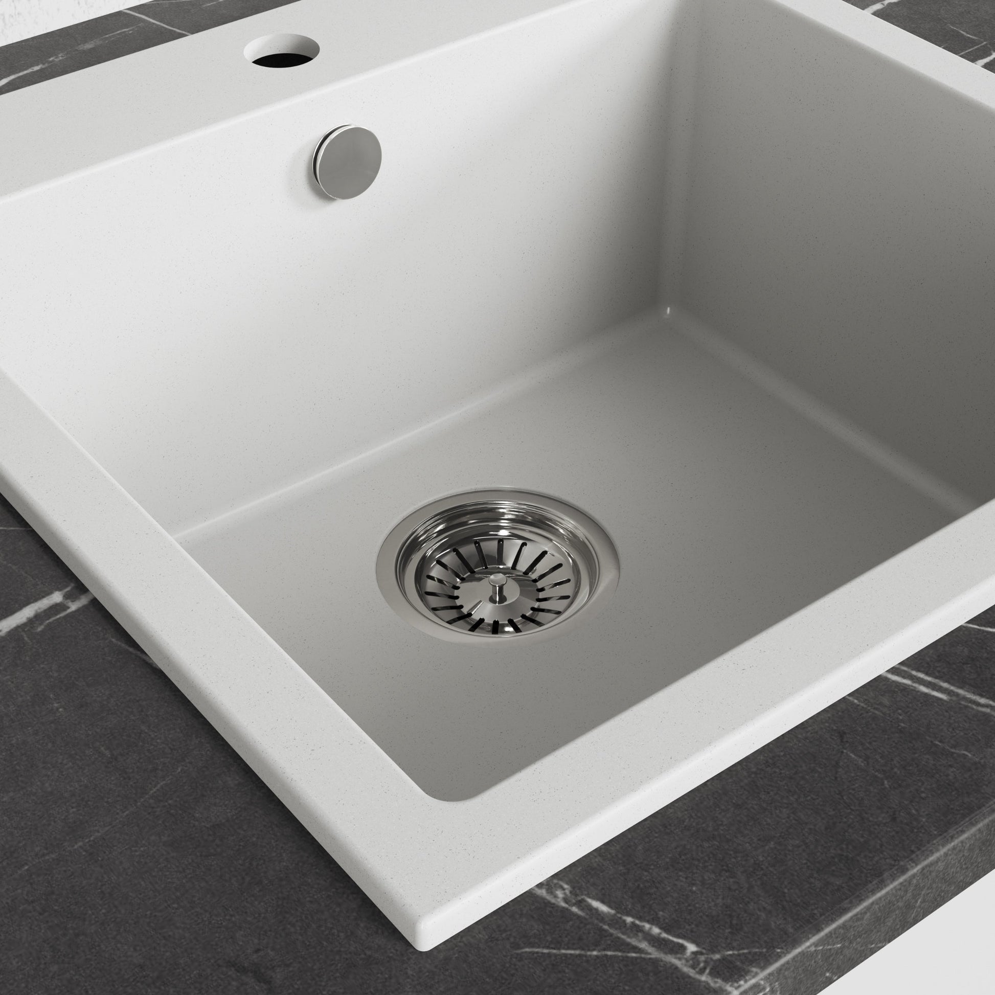 Laveo Alena Granite Sink 1 Bowl - White – product view 3