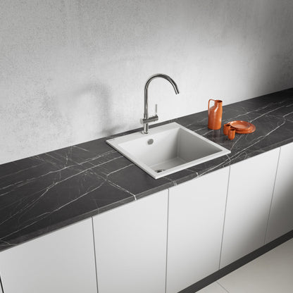 Laveo Alena Granite Sink 1 Bowl - White – product view 1