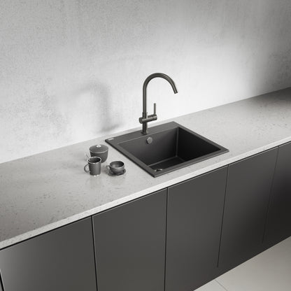 Laveo Alena Granite Sink 1 Bowl - Monochrome Black