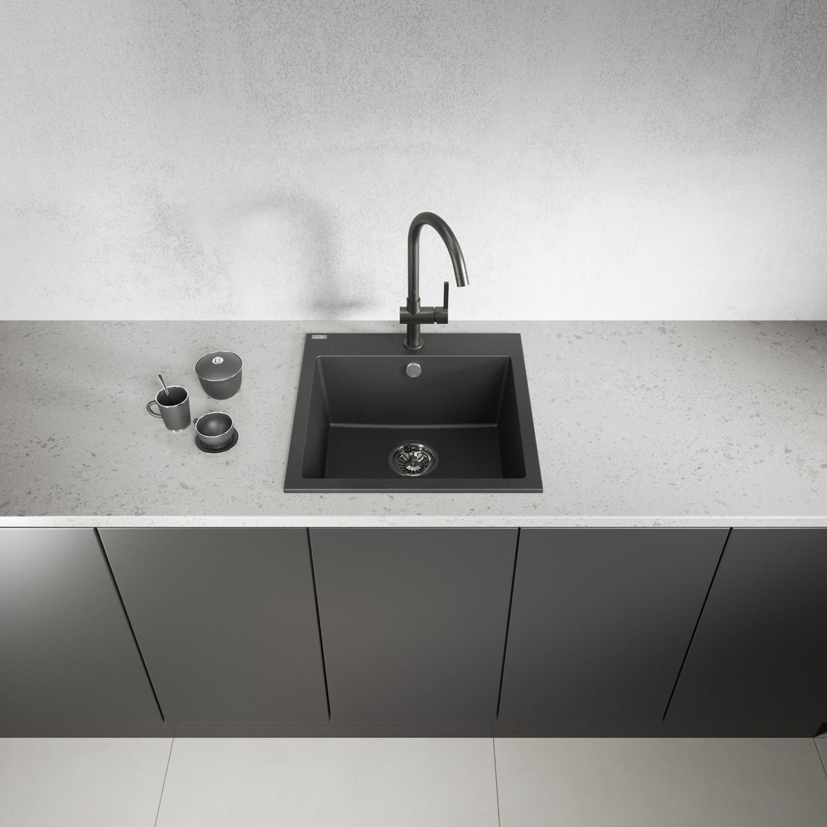 Laveo Alena Granite Sink 1 Bowl - Black – product view 2