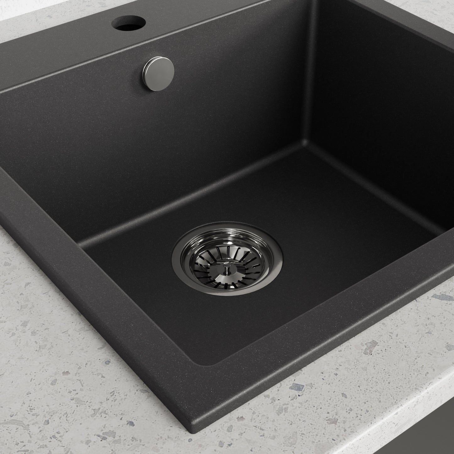 Laveo Alena Granite Sink 1 Bowl - Monochrome Black