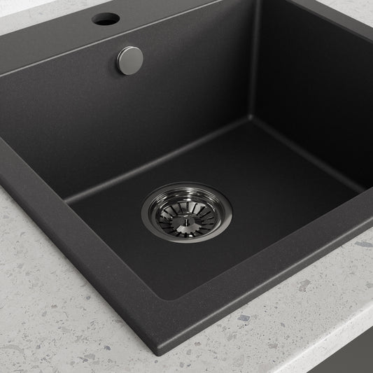 Laveo Alena Granite Kitchen Sink Single Bowl 490mm - Monochrome Black
