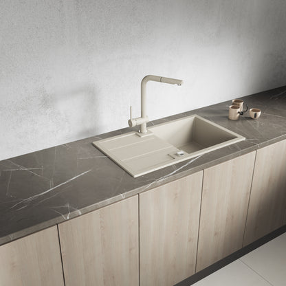 Laveo Barbados Granite Sink 1 Bowl with Drainer - Beach Sand