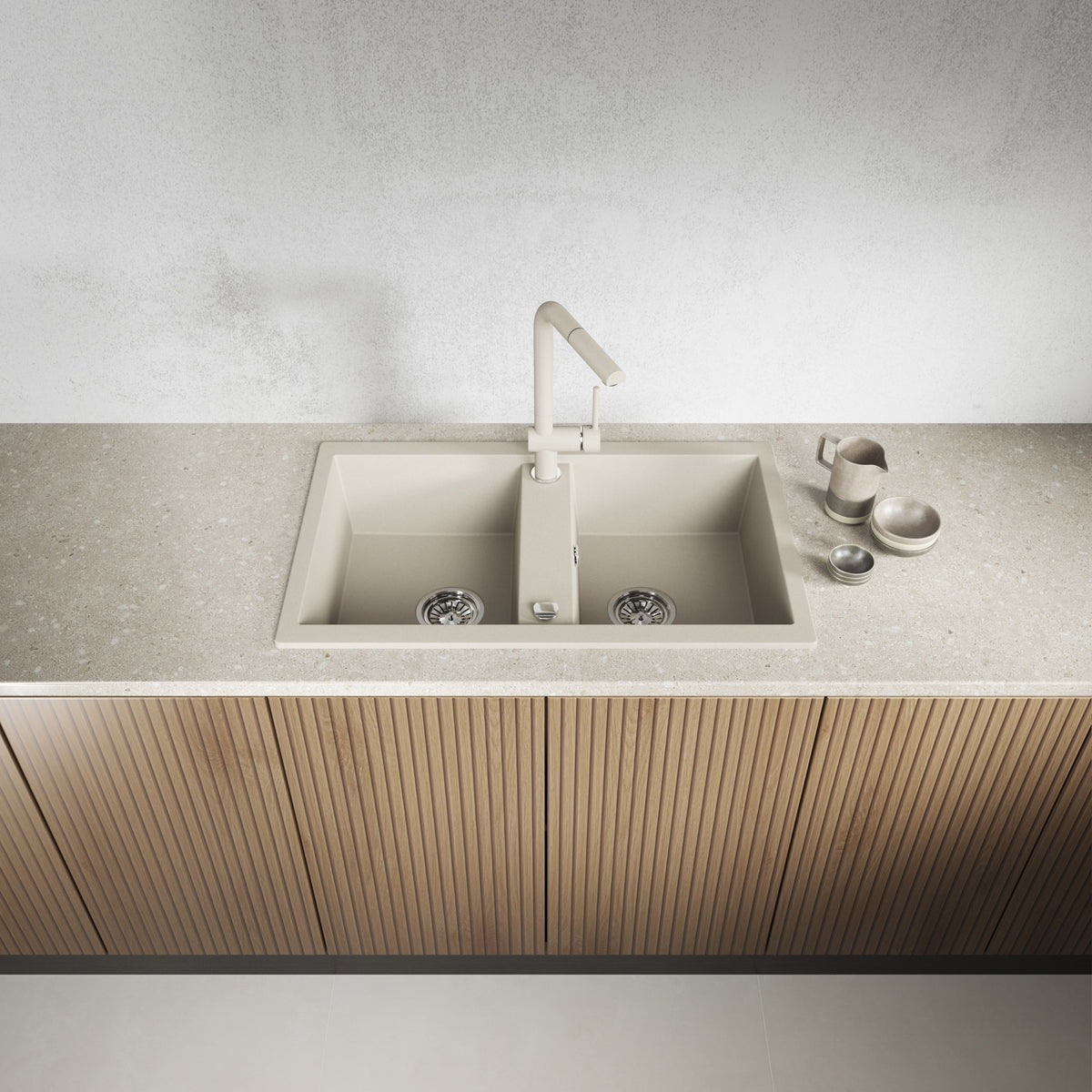 Laveo Barbados Granite Sink 2 Bowl - Beach Sand – product view 2